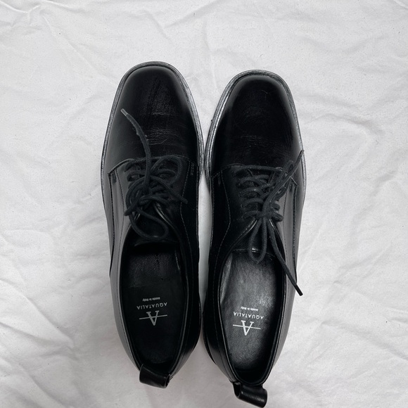AQUATALIA Calf Leather Black Shana Derby Oxford Loafers Shoes 8&8.5 NWOT - Picture 2 of 11